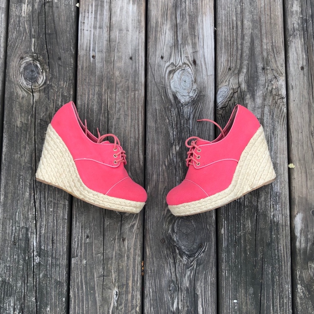 (2/$20) Coral Sneaker Wedges